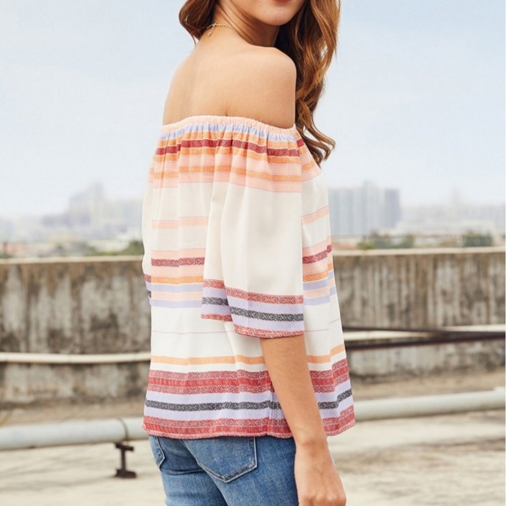 NWT Luukse Striped Off-Shoulder Tunic Top Size XL - Picture 4 of 4